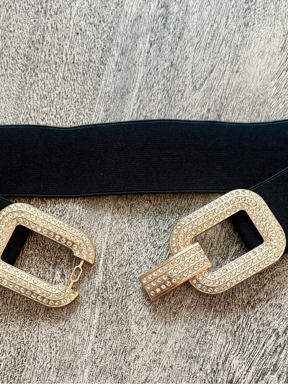 Gold/Black Rhinestone Stretch Belt - Picture 7 of 8
